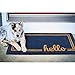 mDesign Rectangular Coir and Rubber Entryway Welcome Doormat with Natural Fibers for Indoor or Outdoor Use - Decorative Script Hello Design - Navy Blue/Natural