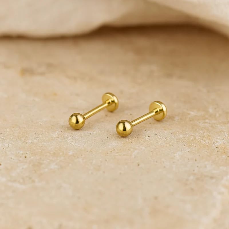 Image of 925 Sterling Silver 18K Gold 1 Micron Plating Dot Stud Earrings for Women & Girls | Lightweight & Tarnish Resistant