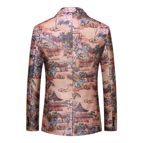 UNINUKOO Mens Blazer Printed Suit Jacket 1 Button Slim Fit Floral Dinner Sport Coat Blazers2