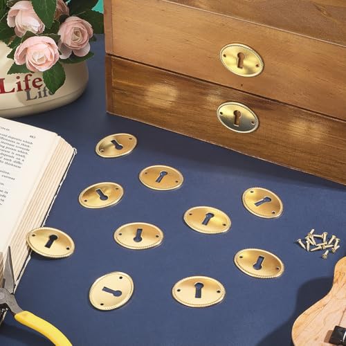 image for PH PandaHall 20pcs Keyhole Cover Plate Oval Keyhole Escutcheon Plate D