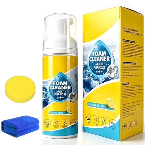 HMUTLHT 4-in-1 Multipurpose Foam Cleaner Heavy Duty Deep Cleaning House & Car Detailing Produc Limpiador Espuma for Car Interior Kitchen Grease Bathroom Tiles Sofa Upholstery (1 Piece Set)