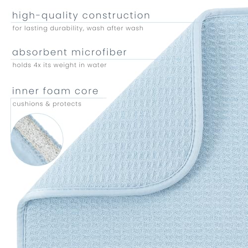 S&T INC. Dish Drying Mat XL, 18” x 24”, Absorbent Microfiber Kitchen Counter Mat, Dish Drying Pad for Dishes, Utensils, Pots and Pans, Extra Large, Sky Blue - Thumbnail 3