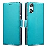 Xperia 10 IV ケース 手帳型 SO-52C ケース エクスペリア10 IV手帳型ケース SO52C SOG07 カバー 手帳 xperia10マーク4ケース スマホケース case 真珠光沢レザー RFID磁気防止 サイドマグネット スタンド機能 薄型(Xperia 10 IV SO-52C SOG07対応)ターコイズ