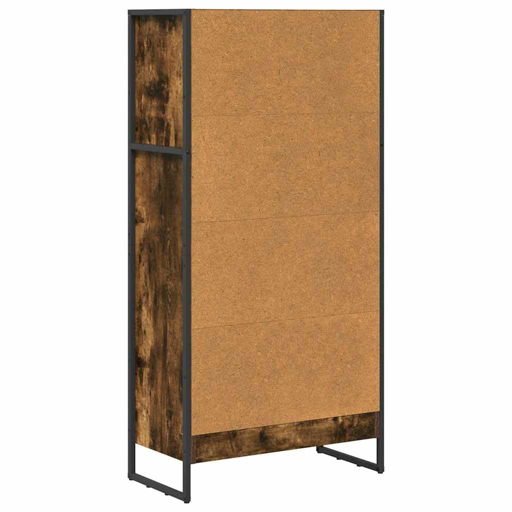 Regał na książki, kolor dymny, 80 x 30 x 155 cm, materiał drewnopochodny, przemysłowy regał stojący z 5 półkami, do salonu, biura, sypialni