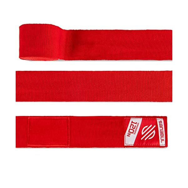 Sanabul-Elastic-120-inch-Handwraps-for-Boxing-Kickboxing-Muay-Thai-MMA Sanabul Elastic 120 Inch Boxing Hand Wraps | The Ultimate Hand Wraps for Boxing Gloves for Men, Women, and Kids | Muay Thai MMA Hand Wraps | Red