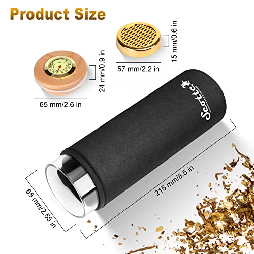 Scotte Cigar Case Humidor Gift Box Cigars Jar Humidifiers-Cigar Hygrometer Humidifier-Travel Cigar Tube For 4 To 5 Cigars (Black) #TOP2