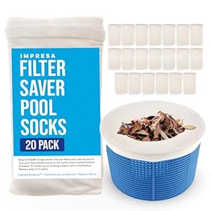 Impresa 20 Pack of Pool Skimmer Socks Excellent Savers for Pool Baskets and Skimmers Ideal for Inground or Above Ground Pools Filters Debris and Other Small Particles