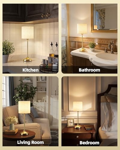 Image of Cordless Table Lamp, 8000mAh, Dimmable, Ambient Light, 2700K, Touch Control, Portable, LED, Wireless, Rechargeable, Battery Operated, Desk Lamp, Kitchen Lamp, Fabric Shade, for Dining Room, Bedroom