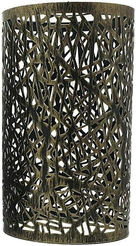 DC VOLTAGE Industrial Vintage Retro Style Brushed Brass Drum Light Shade Metal Wire Cage Easy Fit Lamp Shade with Free Reducer Plate for Pendant Light Dining Room Bedroom Loft Hallway(Style 37)