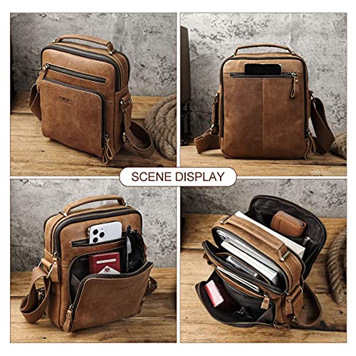 CONTACTS Leather Messenger Bag for Men, Messenger Bag,Genuine Leather Crossbody Bag Shoulder 9.7" iPad Bag for Work Travel Handbag2