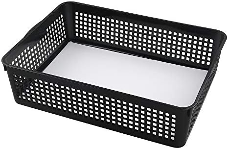 Cadineer 6-Pack Rectangular Storage Basket, A4 Storage Baskets, Black Office Plastic Storage Basket