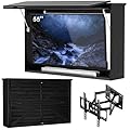 GDLF Outdoor TV Enclosure, 55-Inch Solid Wood Weatherproof TV Cover with Premium Dual-Arm Mount (Fits 44-55 inch), Black