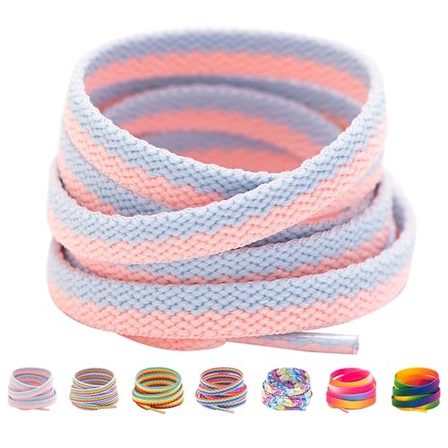 Image of Booyckiy 3 /4 inch Wide Satin Ribbon Shoelaces Flat Colorful Shoe Laces for Women Girls