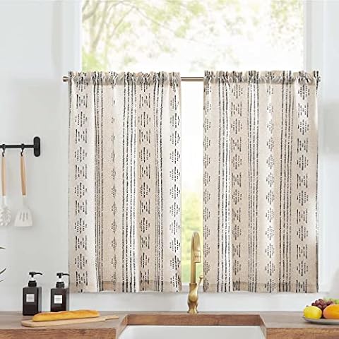 jinchan Boho Kitchen Curtains Linen Tier Curtains Cover