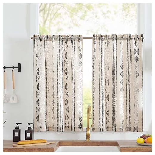 jinchan Boho Kitchen Curtains Linen Tier Curtains