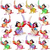 Roaqua 24 Packs Bulk Pirate Parrot Birthday Party Favors, Small navigation Theme keychain For Summer Classroom Prize Boys Kids Gifts Toys