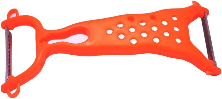 Jiko Lako Durable Stainless Steel Multipurpose Vegetable Peeler with Swivel Blade and Recipe eBook, Orange