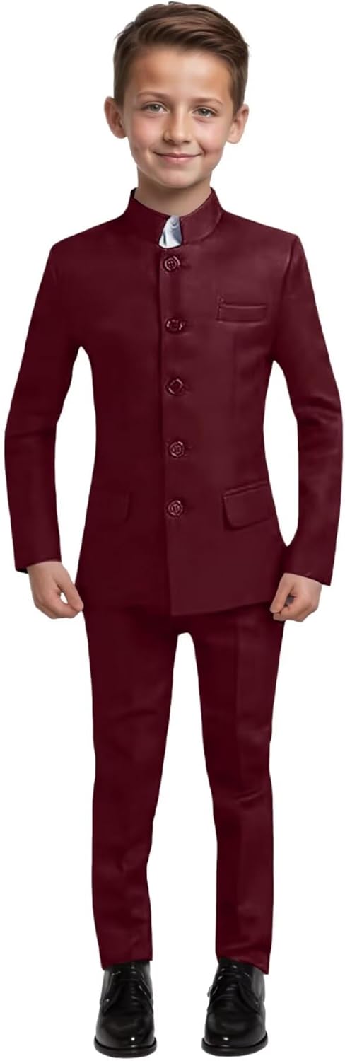 Boys' Suits 2 Piece Slim Fit Kids Suits Mandarin Collar Suit for Boys Toddler Suit for Boys Wedding Prom Outfit