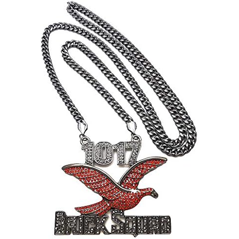 GWOOD Brick Squad Pendant with 30 Inch Necklace Red And Gun Metal Cover