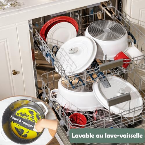 ROSSETTO 4,3L Cocotte ronde en fonte d’aluminium, revêtement antiadhérent en céramique. Couvercle avec picots saveurs. Compatible tous feux dont induction et au four jusqu’à 220° (24cm, Blanc) – Image 6