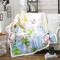 Loussiesd - Coperta in pile per letto divano e divano con motivo animale, con orso stampato, coperta in Sherpa, calda e sfocata, colore: bianco
