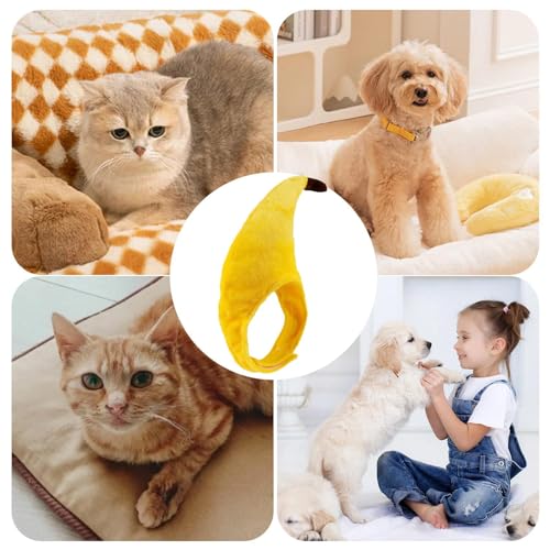Hüte für Hunde – Bananenförmiger Katzenhut | lustiger, süßer, weicher Plüschhut mit verstellbarem Riemen | warme Haustierbekleidung und kaltes Wetter für kleine Welpen und Kätzchen | Foto-Requisiten