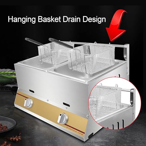 Gas-Fritteuse für Pommes Frites, Restaurant, Zuhause, Küche, 10 l/20 l, kommerzielle Arbeitsplatte mit Korb und Deckel, Hühnerchips-Fritteuse – Bild 6