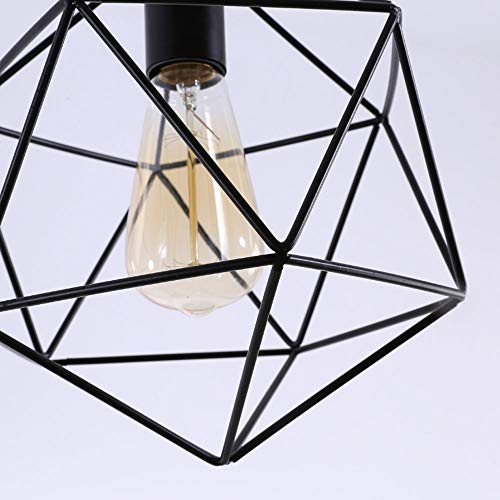 Lámpara industrial retro de techo negra E27 para salón moderno 6