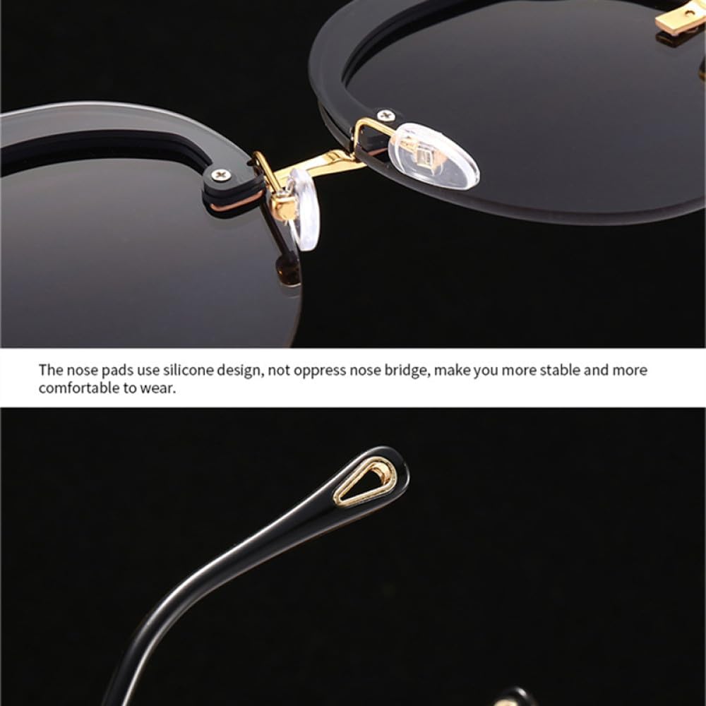 Fashion Oversized Rimless Round Sunglasses Women Clear Ocean Gradient Lens Shades UV400 Trending Men Sun Glasses