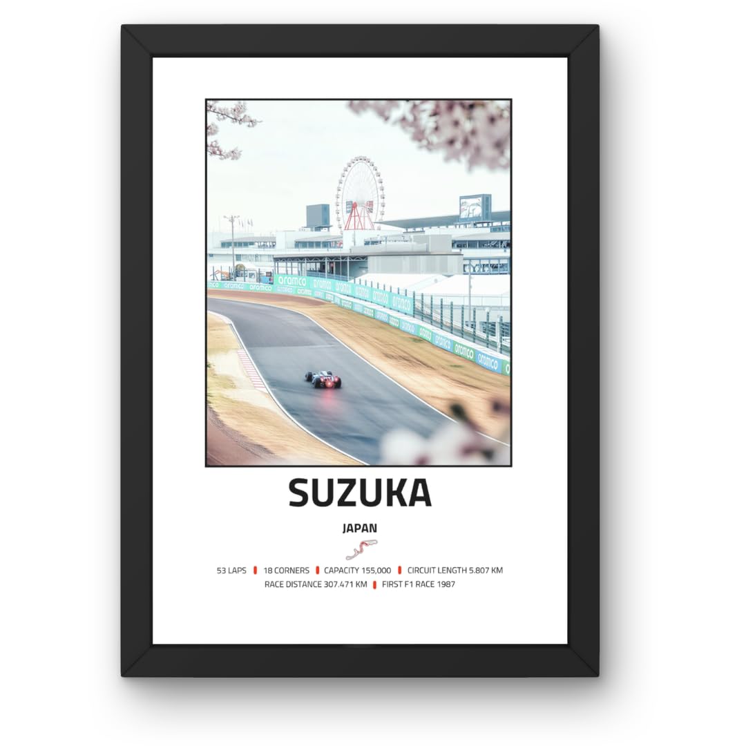 Lap Legends Suzuka F1 Track Display Gift (Framed, White)