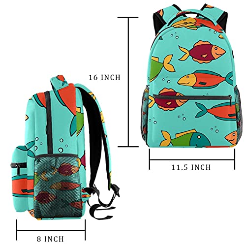 Sac à dos de voyage enfant poisson bleu léger avec compartiment bouteille eau - 2