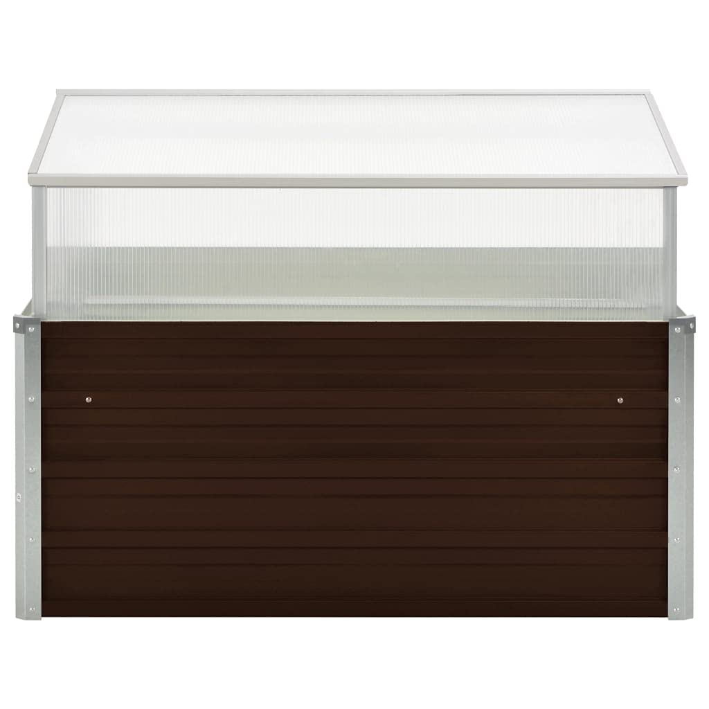 Serra Marrone 100x100x85 cm in Acciaio Zincato,Serra da Giardino e Orto in Policarbonato con Tetto Regolabile e Porta,Telaio in Alluminio