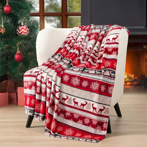PAVILIA-Christmas-Throw-Blanket-Holiday-Christmas-Reindeer-Snowflakes-Fleece-Blanket-Soft-Plush-Warm-Winter-Cabin-Throw-50×60-Christmas-Red PAVILIA Christmas Throw Blanket Holiday Christmas Reindeer Snowflakes Fleece Blanket Soft Plush Warm Winter Cabin Throw 50×60 Christmas Red