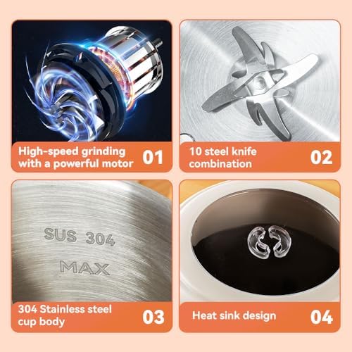 Macchina per latte di soia da 1200 ml, con lama in acciaio inox, prenotazione intelligente, pulizia automatica, ideale per uso domestico, preparazione del latte vegetale senza sforzo