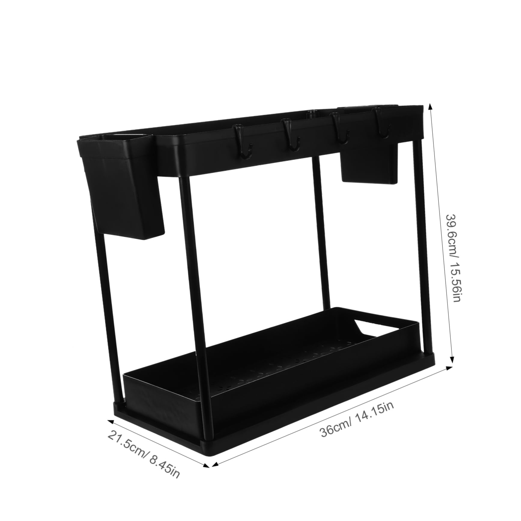 2-stufiger Schrankorganizer aus Kunststoff Ausziehbar mit Hohlem Design und Großer Kapazität für Küche und Badezimmer unter Waschbecken