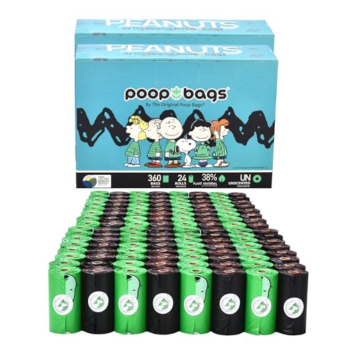 Image of The Original Poop Bags with Peanuts Snoopy Design | USDA Certified 38% Biobased Dog Waste Bags | Leak-Proof, Extra Thick, Strong & Unscented Pet Waste Rolls (720 Count)