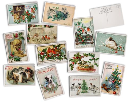 Hill Valley Greetings Antique Christmas Animals Post Cards on Luxury