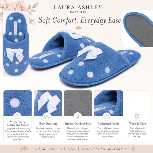 Image of Laura Ashley Ladies Embroidered Soft Terry Plush Scuff Slipper