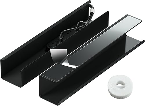 Paquete de 2 organizadores de cables sin tornillos debajo del escritorio, organizador de cables autoadhesivo, bandeja de gestión de cables para