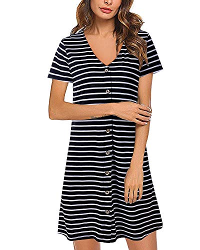 SOLERSUN Women's Casual T-Shirt Dresses Long Sleeve Loose Swing Tunic Dress with Pockets (XXL, Black)