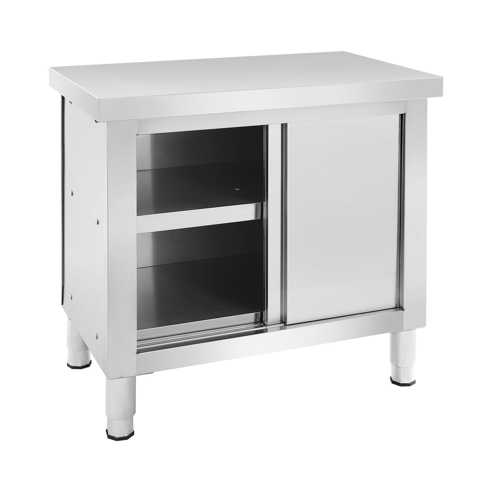 Arbeitstischschrank 201 Edelstahl, 80x50x80cm, 300kg, Schiebetüren