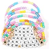 AICase for NewJeans Merch Gifts Toys Inspired Bracelets Birthday Decorations 6 Pcs Stackable Stretch Beaded Friendship Bracelets Costume Cosplay Merchandise Gifts for Fans Women Christmas Stocking