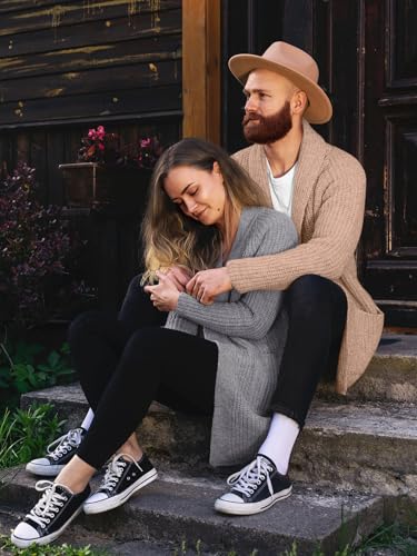 Image of Runcati Mens Shawl Collar Long Cardigan Casual Knit Open Front Sweater Fall Winter Thermal Cardigan Sweater