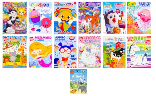 Idea Liftoff 12-Count Toddler Coloring & Activity Books Bundle with A Sticker Create-a-Scene Book and Crayons – Fun and Creative Play for Little Ones! (All Assorted Titles, No Duplicates)
