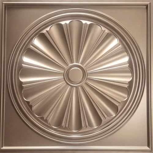 Image of Kayra Decor PVC Ceiling Panel 60x60 cm|Sunburst Panel|Metallic Coffee|50 Tiles Cover 200 Sq Ft| Modern False Ceiling|Royal & Elegant Finish