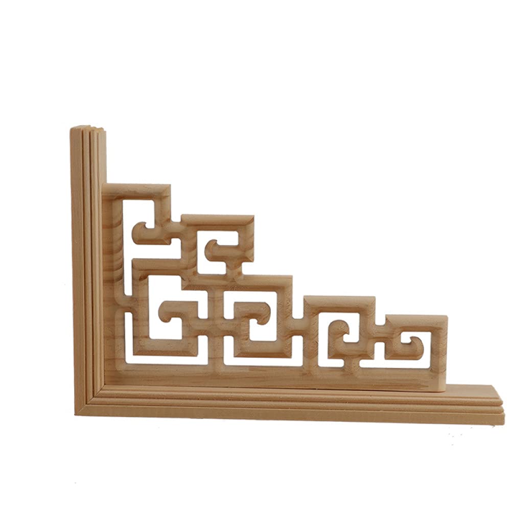 Statue de fleur d'angle sculptée double face applique en bois JH16,3