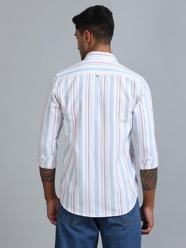 Image of Men's Cotton Regular fit Spread Collar Striped Full Sleeve Shirt