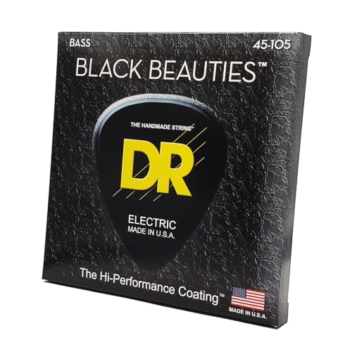 DR Strings BLACK BEAUTIES Coated Steel Bass Strings (45-105) | Medium tension balances easy feel...