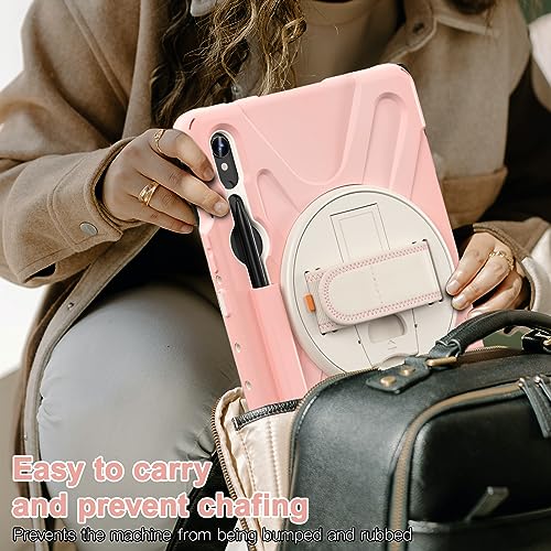 Coque Samsung Galaxy Tab S10 Lite rose antichoc avec porte-stylo et béquille