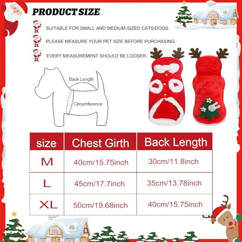 Weihnachten Haustier Kleidung, Hundekostüm Weihnachte, Haustier-Elch-Weihnachtskostüm, Weihnachten Katzen Kleidung, Pet Hoodies warme Hundemantel für Katzen Hunde Schnauzer Teddy Pudel Chihuahua (M)